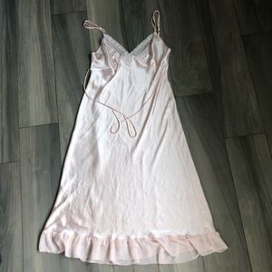 Vintage Beaded Pink Nightgown Chiffon Trim Hem Sz Large